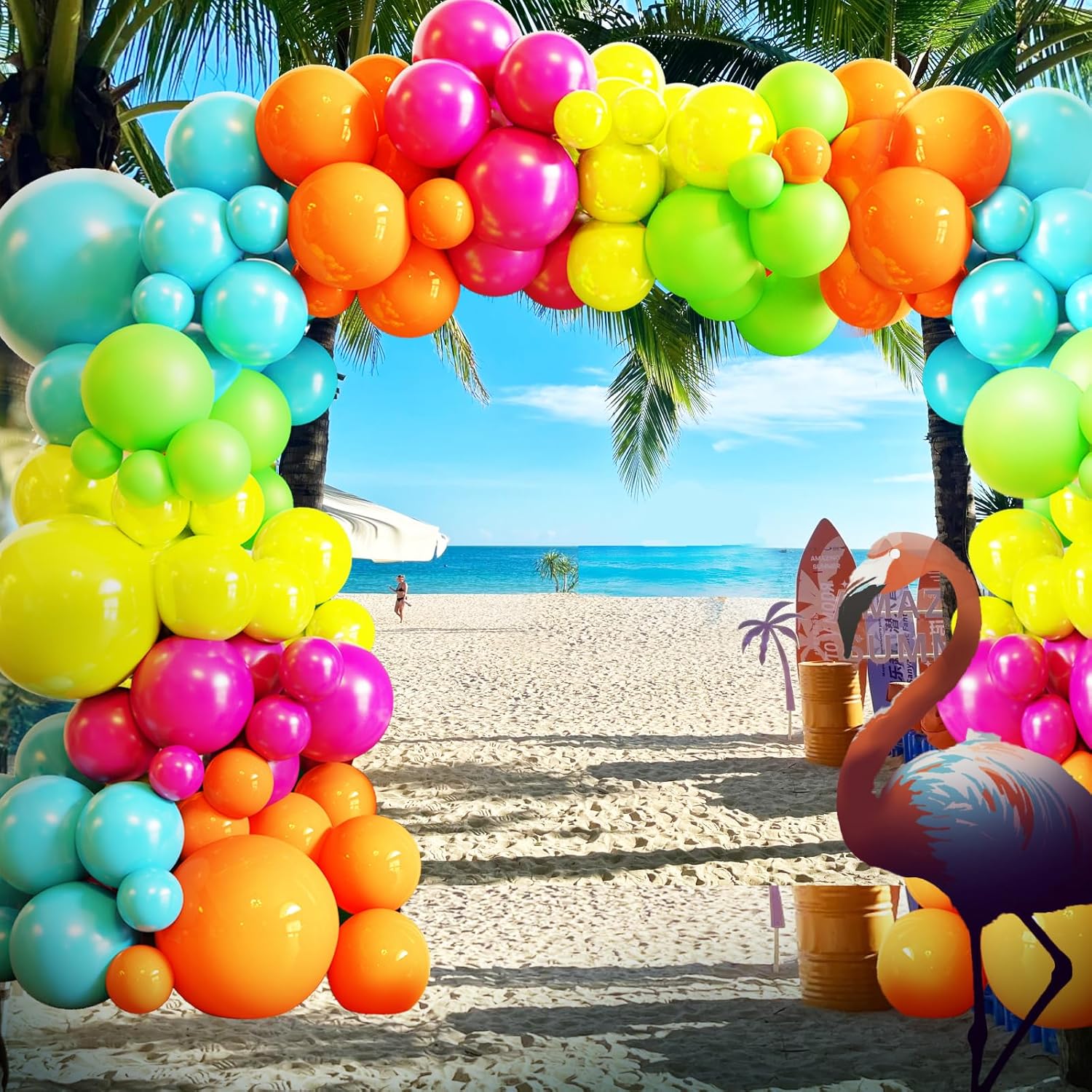 Skiennix Tropical Balloon Arch Kit - 119 Pcs Hawaiian Latex Balloons for Summer Party Decor | Wedding, Birthday, Baby Shower