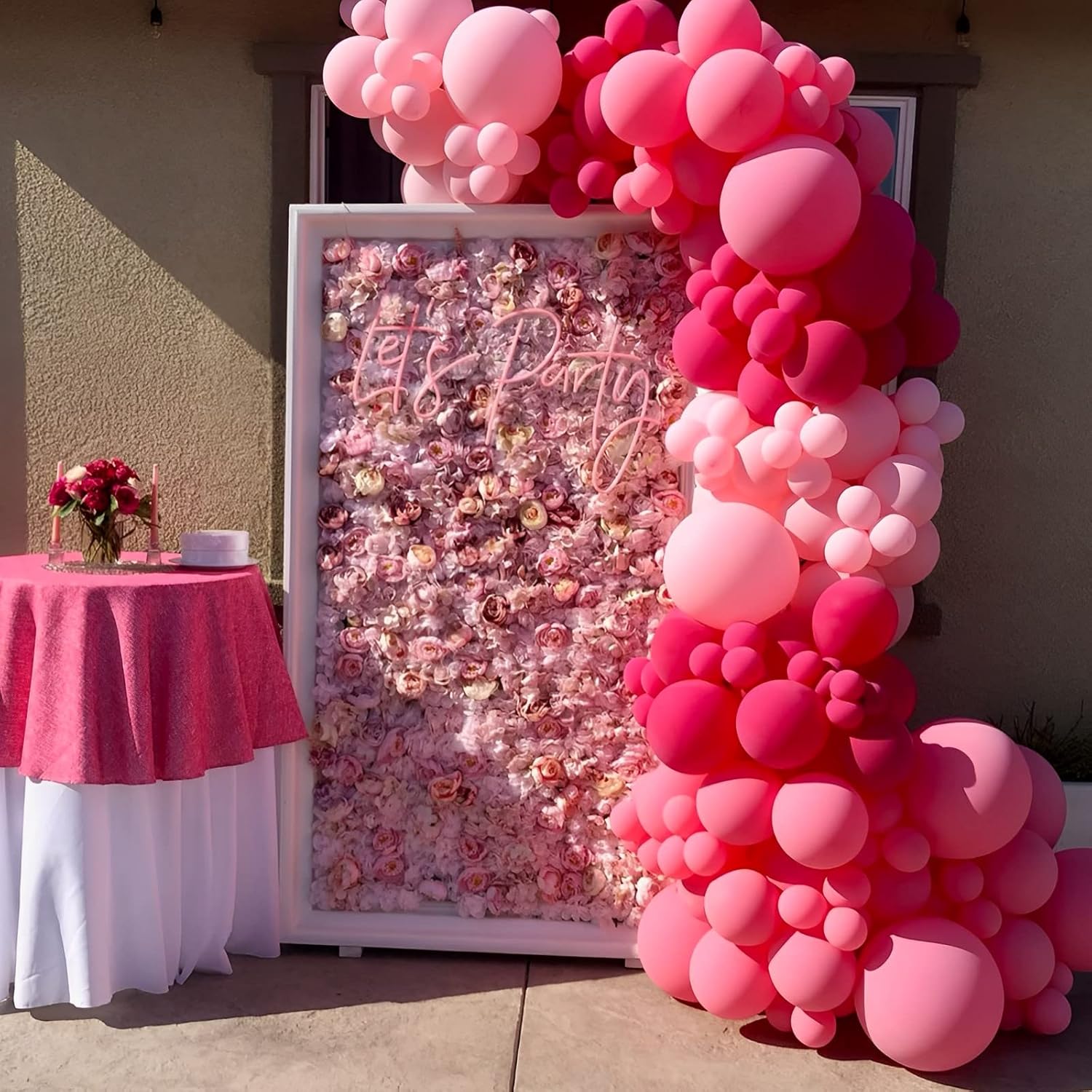 Voircoloria 105pcs Hot Pink Balloons - 12 Inch Dark Pink Party Decorations for Birthdays, Weddings & Anniversaries