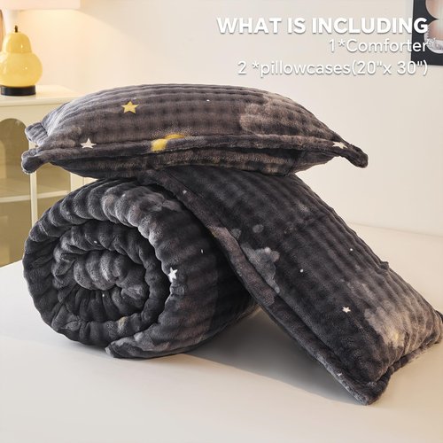 PAJEO Flannel Sherpa Comforter Set Full Size, Soft Warm Reversible Plush Bedding Comforter with 2 Pillow Shams, Cozy Fluffy Blanket for Winter, All Season Bedroom Bedding Set