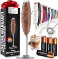 Zulay Kitchen Milk Frother Wand - Ultra Fast Handheld Electric Whisk for Coffee, Lattes & More - Walnut Finish