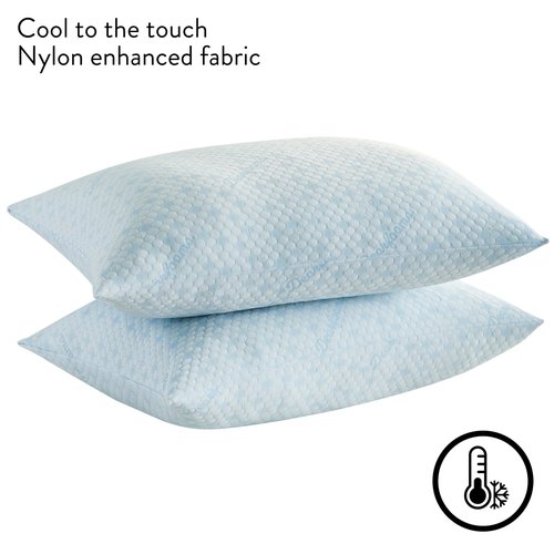 Dearfoams Cool Knit Nylon Infused Bed Pillows, Standard/Queen Size 20"x28", 2 Count