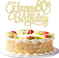 Happy 80th Birthday Cake Topper - Gold Glitter Number 80 for Elegant Celebration Decor