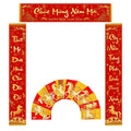 Wollmix Tet Vietnamese Lunar New Year Decorations 2026 Chuc Mung Nam Moi Lien Treo Trang Tri 3 Pieces Banner Red Hanging Couplets with 12 Red Envelopes