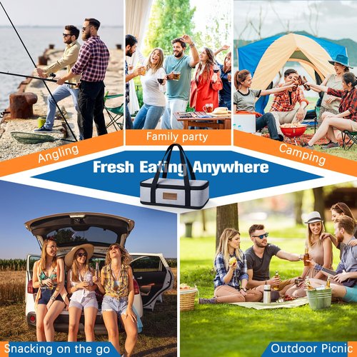 TENDWARE Chilled Portable Snackle Box Container Beach Essentials Insulated Bag Keep Food Warm, Divided Serving Tray Reusable Ice Pack Road Trip Essentials for Charcuterie Snack Picnic