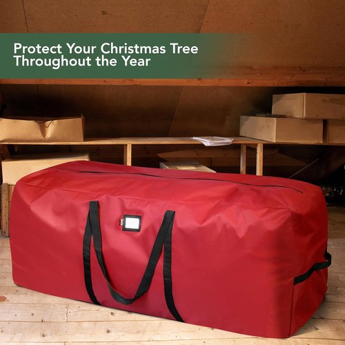Holiday Cheer Heavy Duty Artificial Christmas Tree Storage Bag - Waterproof, Fits Up to 9ft, Red