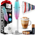 Zulay Kitchen Tornado Triple Whisk Milk Frother - Handheld Foam Maker for Coffee & Lattes - Rose Pink