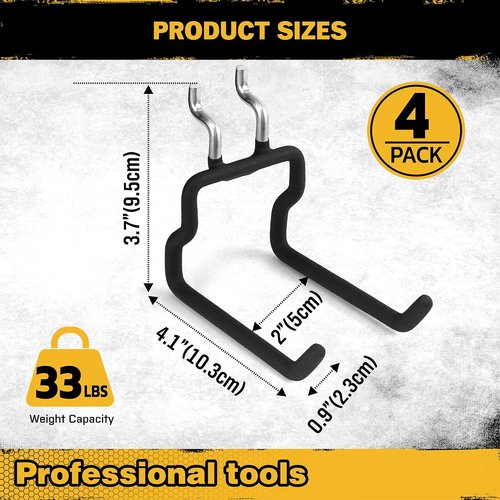 ELEAD 4-Piece Pegboard Hooks - Durable Organizer Accessories for 1/4" Pegboard | Ideal for Garage & Kitchen