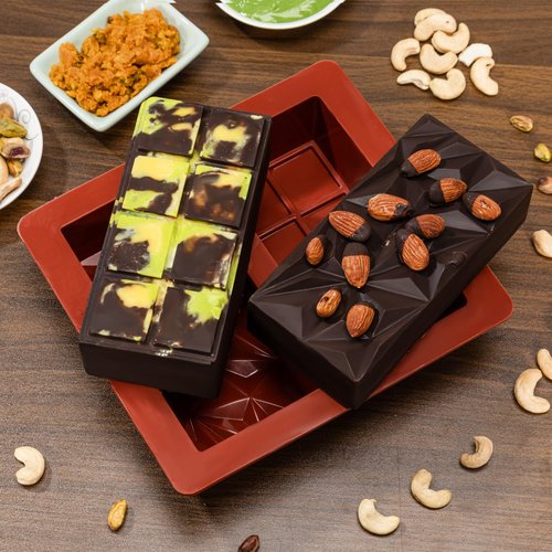 UWILLION Chocolate Mold - Deep Dubai 2 Inch Pistachio Silicone Thick Mold for Stuffed Bar, Large Candy Bar Mold for Filling