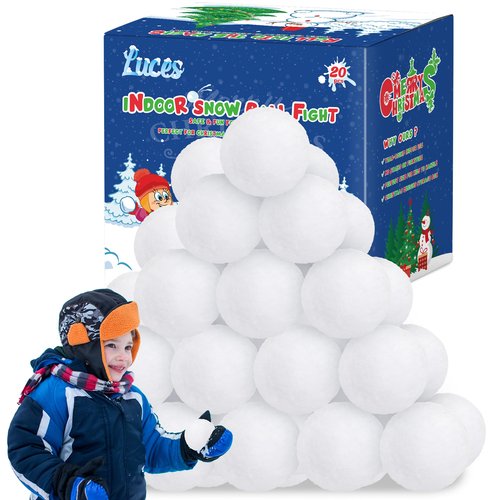 Luces 20 PCS Fake Snow Balls, Soft Indoor Snow Ball for Fight Set, Plush Artificial Snow White Balls Xmas Tree Decor Winter Game for Parent-Child Interactive Activities