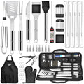 Kaluns Grilling Accessories, Mens Valentines Day Gifts for Him, Heavy Duty Stainless Steel Grill Set BBQ Grill Accessories for Outdoor Grill with Meat Thermometer, Case and Apron