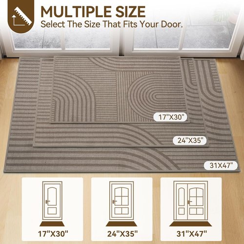 Front Door Mat - Skiennix 17''x30'' Absorbent, Washable, Non-Slip Indoor Doormat | Easy Clean Brown
