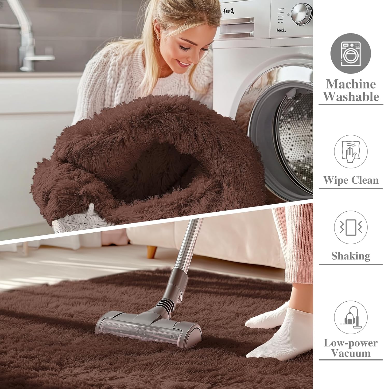 OLANLY 2x4 Machine Washable Runner Rug - Soft Fluffy Shaggy Design for Bedroom & Hallway | Ideal for Kids' Rooms & Home Decor