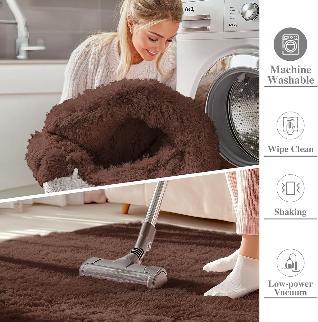 OLANLY Soft Fluffy Shaggy Small Rug - Machine Washable Indoor Carpet for Bedroom & Nursery | 2x2 ft