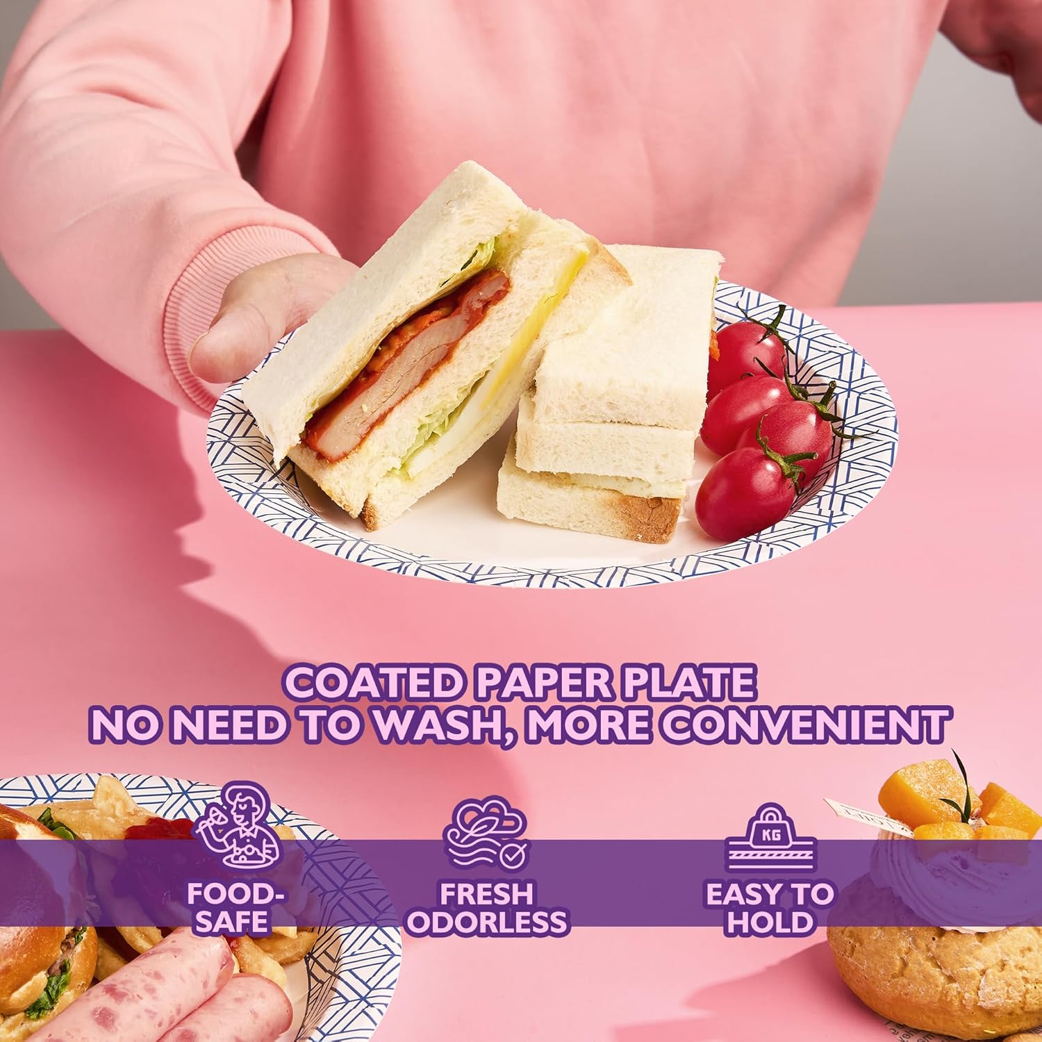 Regine Switzerland Disposable Paper Plates - Heavy Duty, Soak Proof, 8.5 Inch, 300 Count for Parties & Picnics