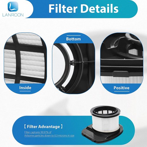 IZ382H IZ377H Filters for Shark IZ382H IZ377H IZ162H IZ362H IZ361H UZ365H WZ440H IZ440H IZ462H IZ482H IZ483H Stick Vacuums, Part XHF161H & 617FJ140, 2 Pack HEPA Filter 4 Pack Foam Kit