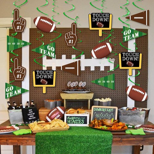 24Pcs Football Party Decorations, Football Hanging Swirls Decoration for Sports Birthday Party Decor, Ceiling Hanging Decor for Football Birthday Game Day Tailgate Party Supplies