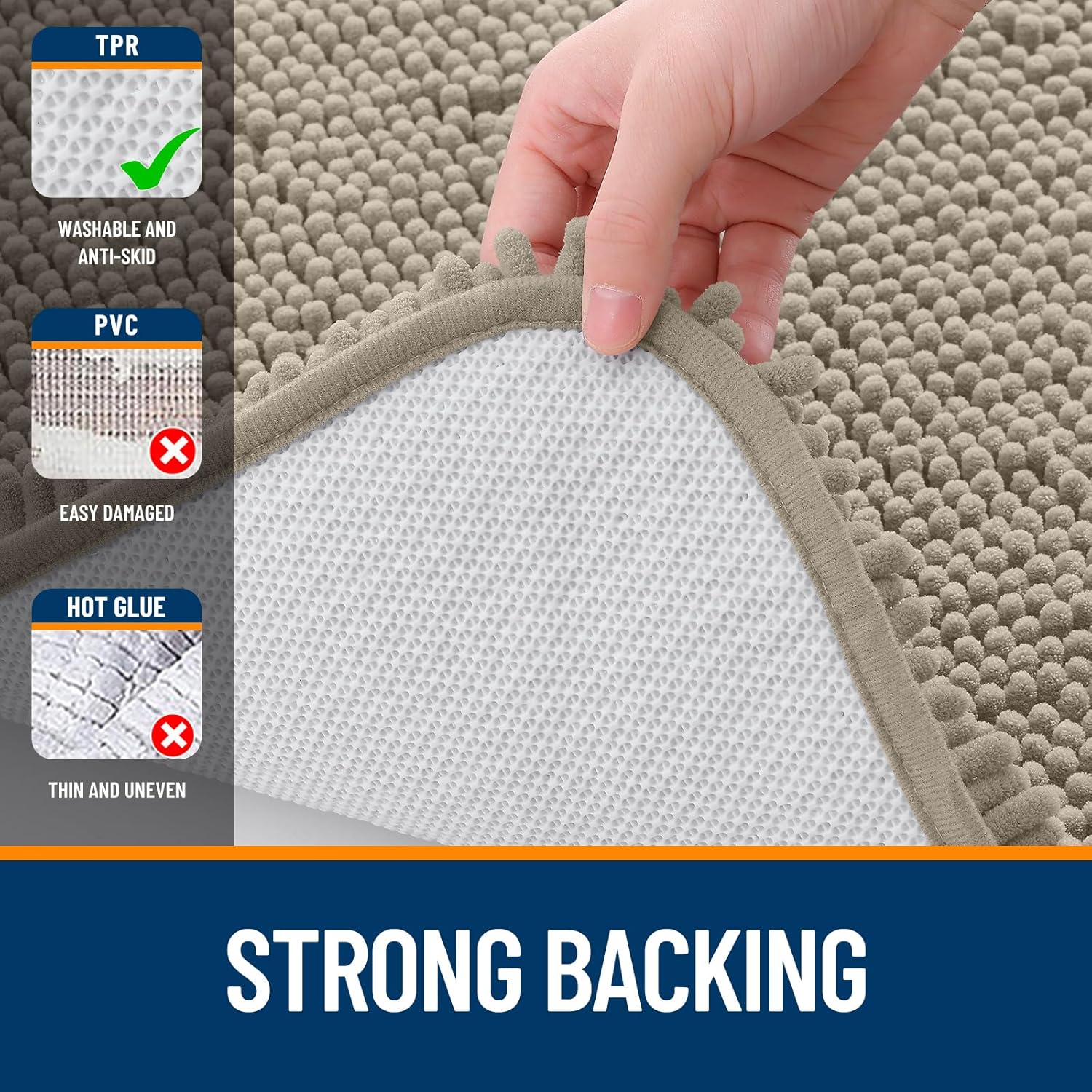 OLANLY Bathroom Runner Rugs - Soft Absorbent Chenille | Quick Dry, Machine Washable 70x24, Warm Taupe