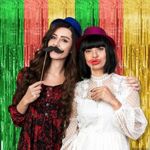 Hawaii Backdrop Party Decorations - 10 Pack Tinsel Curtain Streamers for Vibrant Summer Events | Photo Booth Decor
