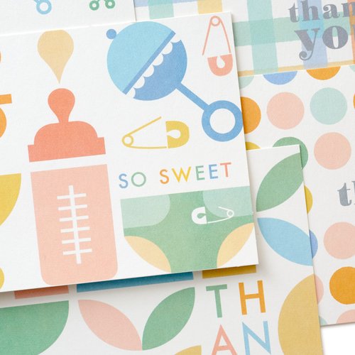 Hallmark Thank You Cards Assortment for Baby, Retro Pastel (48 Cards with Envelopes)