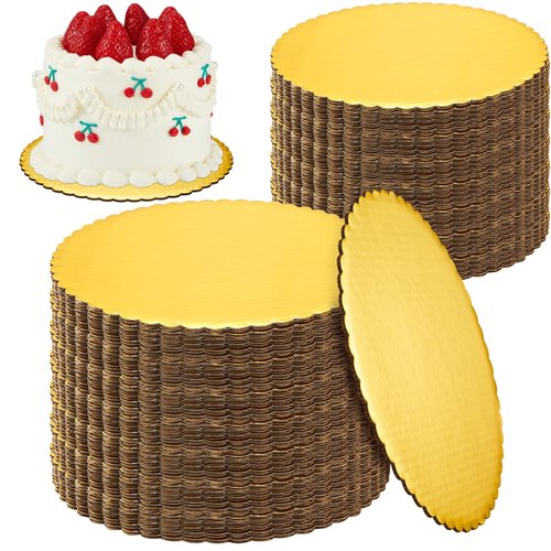 Dandat 150 Pcs 10 Inch Cardboard Cake Boards Bulk Round Gold Circles Boards Study Base for Cake Pizza Desserts for Wedding, Baking Decorating Supplies