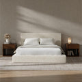 Recci AirFrame Queen Bed Frame - Cloud Upholstered Platform with Cushioned Headboard | Easy Assembly, Beige Chenille