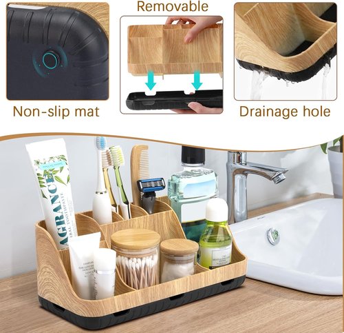 GFWARE Bathroom Organizer - Detachable 7-Slot Kids Electric Toothbrush Holder | Drainage Design for Easy Storage