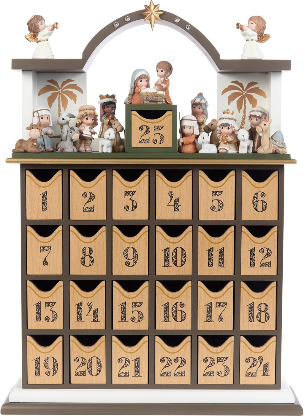 Precious Moments Countdown to Christmas Advent Calendar - Wooden Holiday Set with Storybook & Figurines | 251438