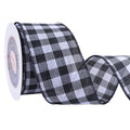 VATIN 2-1/2 Inch x Continuous 10 Yards Black and White Buffalo Plaid Wired Ribbon,Ribbon for Big Bow,Wreath,Tree Decoration,Outdoor Decoration