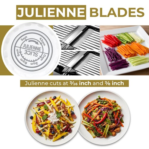 Gramercy Adjustable Mandoline Food Slicer, Mandoline Slicer for Kitchen, Mandolin, Potato, Tomato, Carrot, Vegetable, Fruit and Onion Cutter - Stainless Steel - INCLUDING 1 Pair Cut-Resistant Gloves