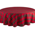 DII Farmhouse Christmas Plaid Dining Table & Kitchen Décor, Holiday Tablecloth, 70" Round, Red & Green