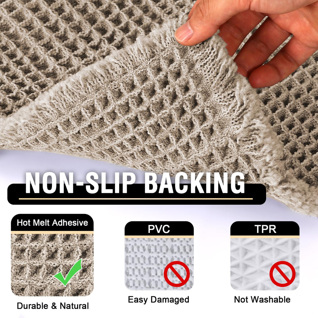 H.VERSAILTEX Upgraded Waffle Runner Rug Super Absorbent Non Slip Bath Rugs for Beside Tub, 24" x 72", Irish Cream