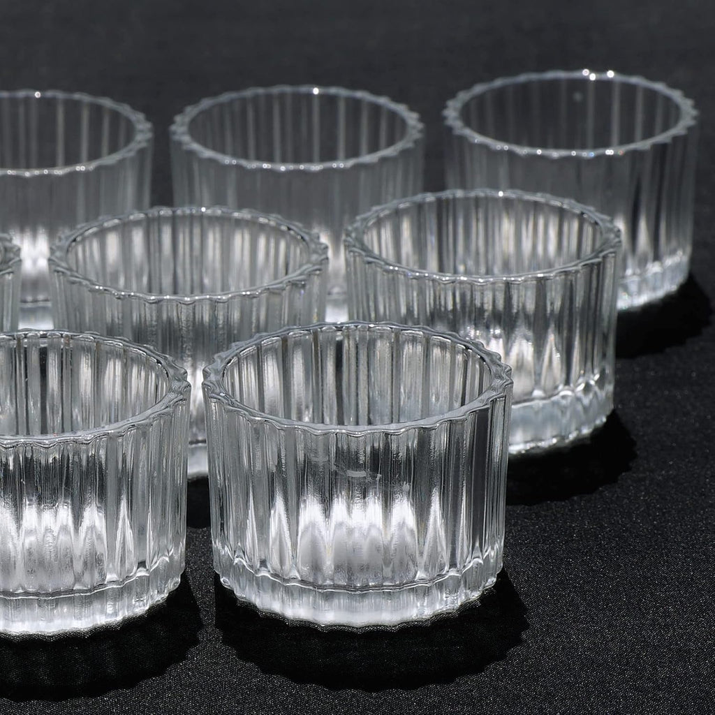 VOHO Clear Tealight Candle Holders - Set of 12 Glass Holders for Weddings & Home Decor | 2'' x 1.4''