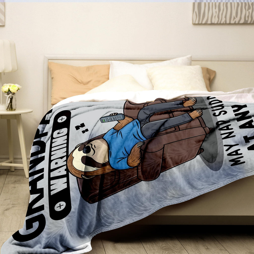 Grandpa Gifts, Fathers Day Birthday Gifts for Grandpa from Grandkids, 60"×50" Funny Flannel Blanket Gift for Granfather Birthday Valentines Fathers Day Christmas - Warning May Nap Suddenly at Any Time