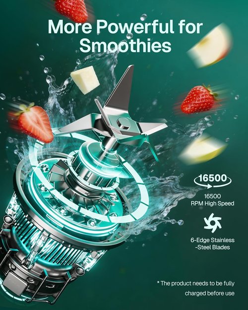Behome Portable Blender - Personal Juicer for Smoothies & Shakes | 14 OZ BPA-Free, USB-C Rechargeable, Dishwasher Safe