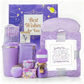Gift Basket for Women, Birthday Gifts for Women Self Care Gifts Get Well Soon Gifts, Flannel Blanket,Tumbler, Relaxing Spa Gifts for Mom Best Friend Wife Girlfriend Sister Her (Purple)