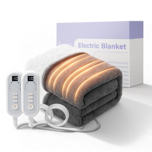banxye Heated Blanket Electric Queen - Dual Control Ultimate Safety with Dual-Core Tech, ETL Certified, 84x90, 10H Auto Off, 8 Heat Levels, Dual-Sided Flannel & Sherpa, Ideal for The Master Bedroom