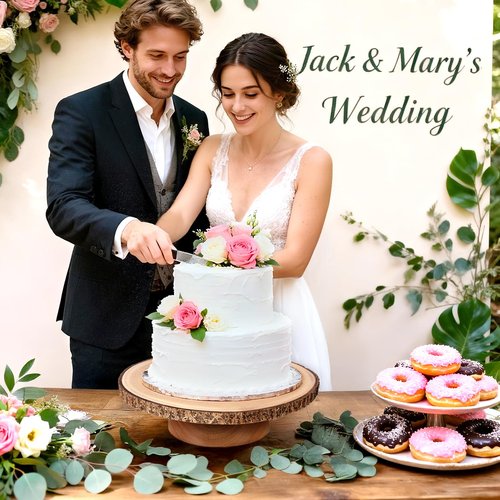 Cake Turntable 12" Wooden Cake Stand with Cake Cutting Set Rustic Cake Stand for Wedding/Party/Baby Baptism/Reception Event/Rotating Cake Display Stand