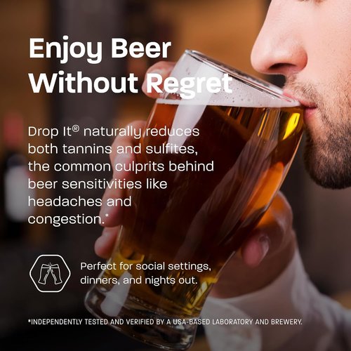 Drop It Drops for Your Hops - 10 mL Bottle, 2 Pack - Naturally Reduces Sulfites and Tannins in Any Beer - Portable & Easy to Use - Treats Up to 35-45 Beers Each - USA Made - Vegan Friendly