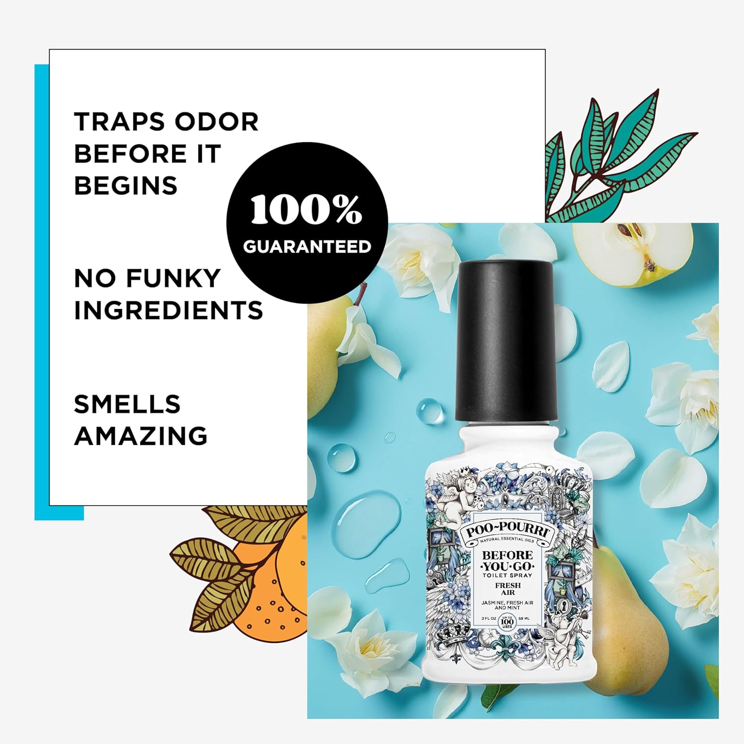 Poo-Pourri Before-You-Go Toilet Spray - Fresh Air with Jasmine & Mint, 2 Fl Oz