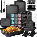 Kikcoin 25 PCS Non-Stick Baking Pans Set - Heavy-Duty Silicone Handle Cookie Sheets | Oven Safe to 450°F