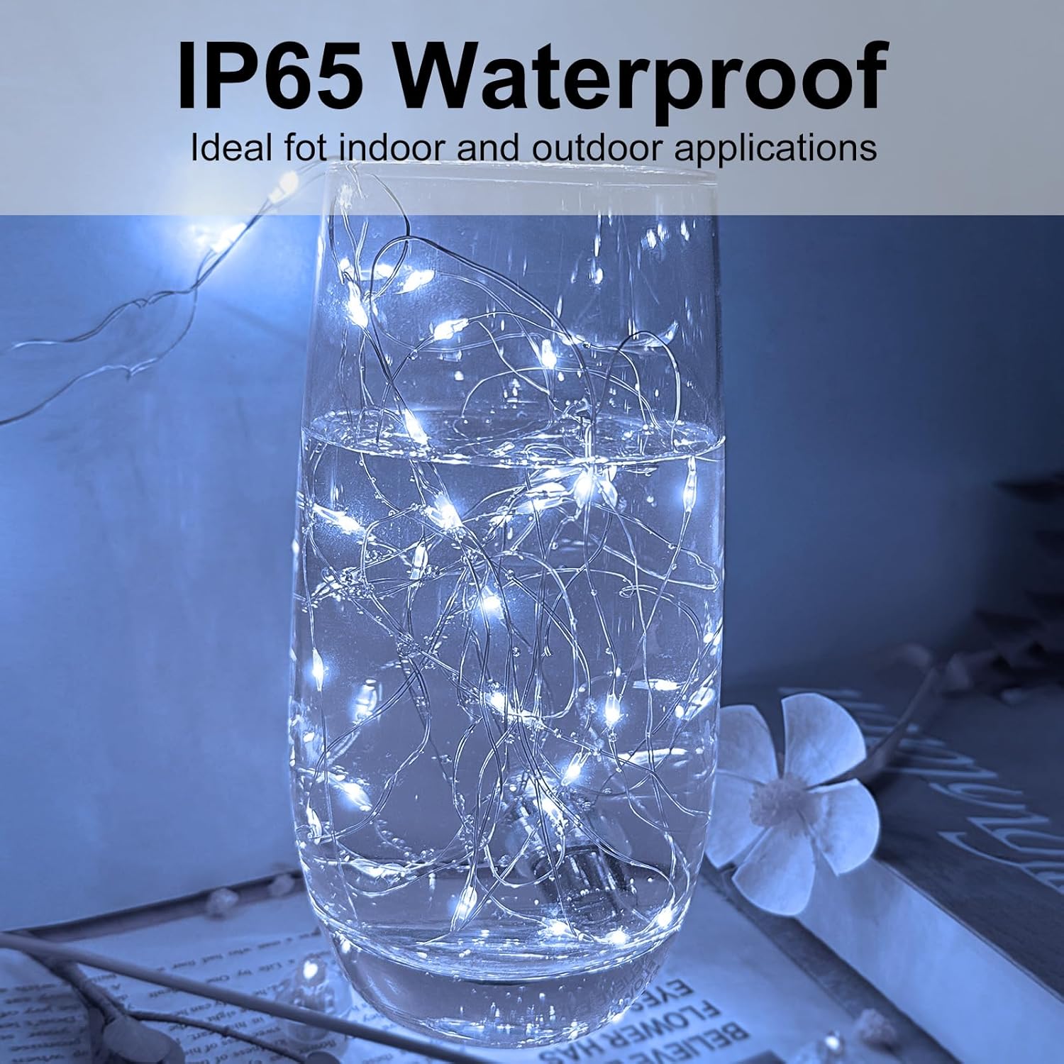 Skiennix 24 Pack LED Fairy Lights - Waterproof 7FT Silver Wire String Lights for DIY Christmas Decor