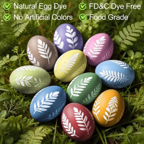 Natural Easter Egg Decorating Kit by [Brand Name] - Non-Toxic 4 Liquid Colors, 6 Holders & 8 Stands