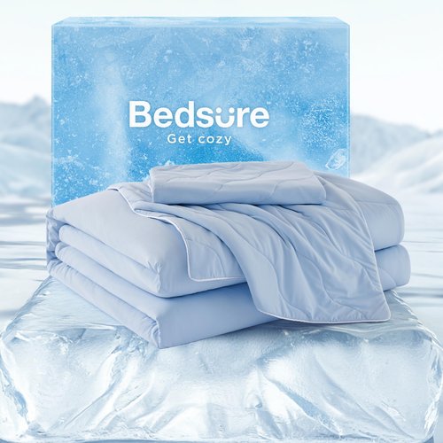 Bedsure Cooling Comforter Cal King Size, Cooling Blankets for Hot Sleepers, Q-Max>0.42, Breathable Cooling Blanket for Night Sweats, All-Season Lightweight Comforter (104"x96", Blue)