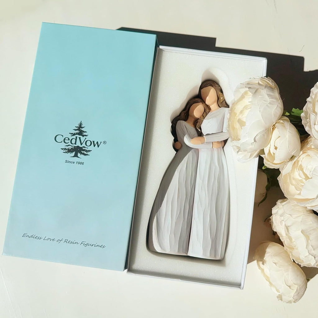 Regine Switzerland Warm Hug Mother's Day Figurine - Solid Resin Mother & Daughter Statue | 7.7" Keepsake Gift in Luxury Box
