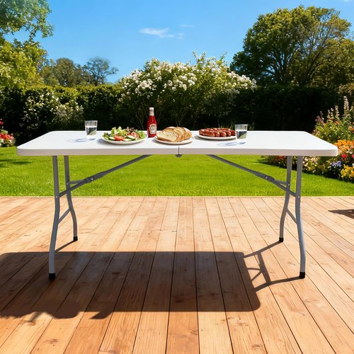 Lakhow Folding Table - 6ft Heavy Duty Portable Table for Indoor & Outdoor Use | Easy Storage, No Assembly, White