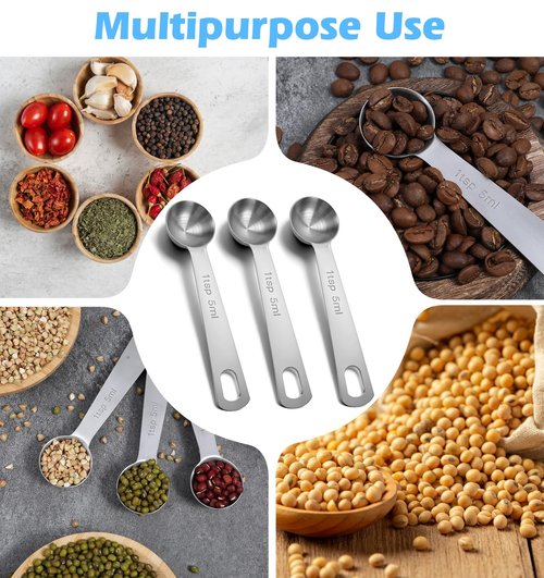 1 Teaspoon Measuring Spoons, 3Pcs Stainless Steel Short Design Kitchen Tools for Precise Cooking, Baking and Spices Measurement, 5ml
