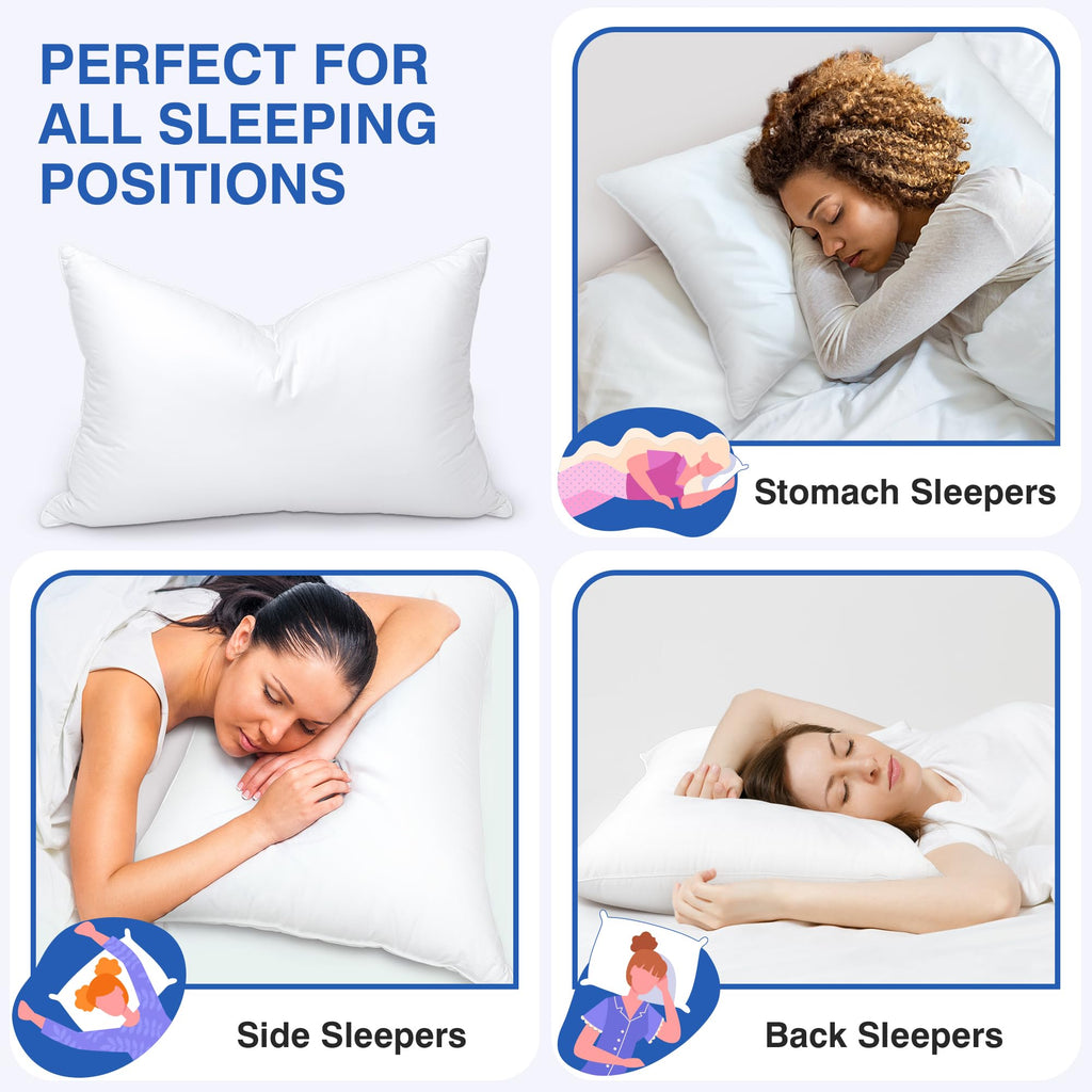 zibroges Ultra Soft Goose Feather Pillows Queen Size Set of 2 - Hotel Bed Pillow for Sleeping, (Down Fiber) Fluffy Support Surround Fill Polyester for Back, Stomach, Side Sleepers (Soft)