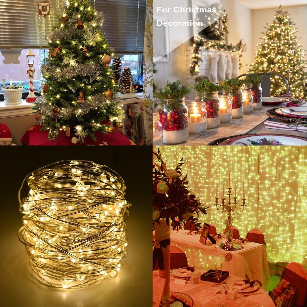 BXROIU Fairy Lights - Battery Operated Silver Wire String Lights with Remote Control | 16Ft, 50 LEDs, 8 Modes