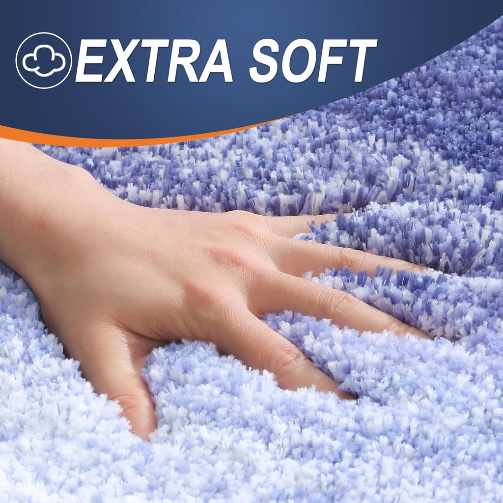 OLANLY Bathroom Runner Rug - Extra Soft Microfiber Mat with Rubber Backing | Quick Dry, Washable, 47x20, Blue-Violet
