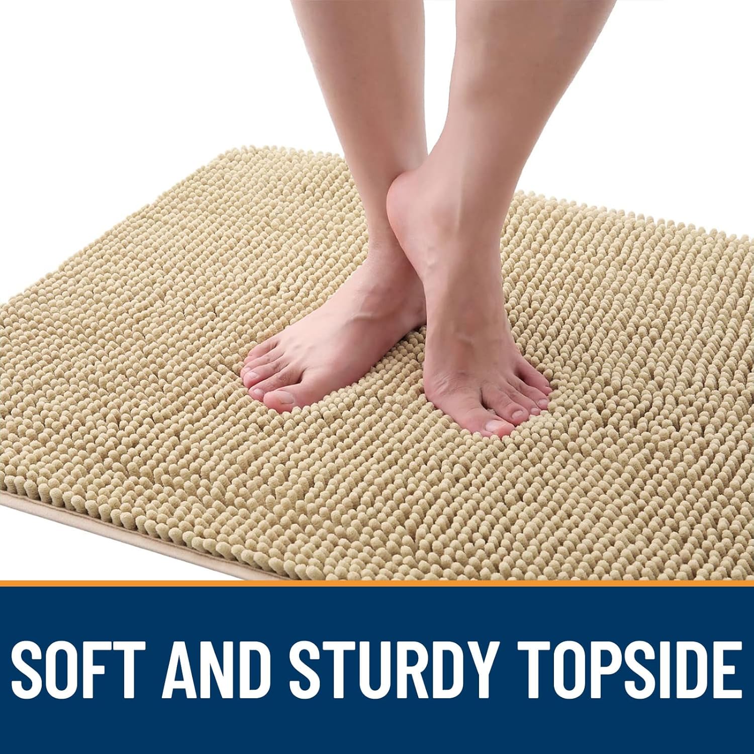 OLANLY Dog Door Mat - Absorbent Non-Slip Chenille Mat for Muddy Paws | Quick Dry 50x30 Beige